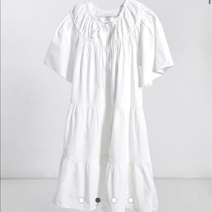 Topshop poplin smock mini dress in white